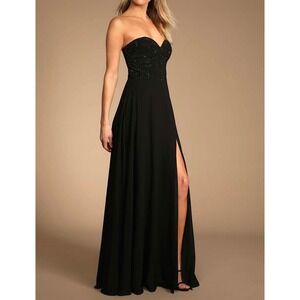 NWT Lulus Remember‎ This Moment Black Rhinestone Strapless Maxi Dress Large